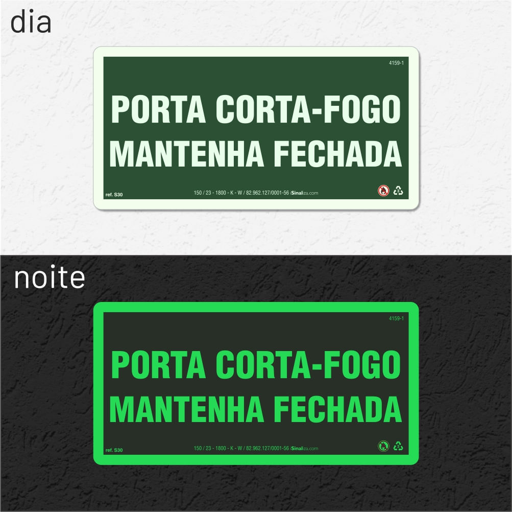 Placa "Porta Corta-Fogo Mantenha Fechada" S30 com ColorAdd