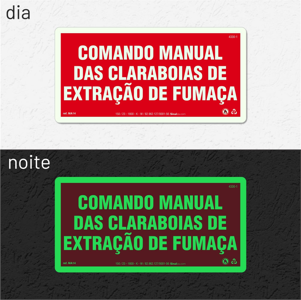 Placa "Comando Manual das Claraboias" MA14 com ColorAdd