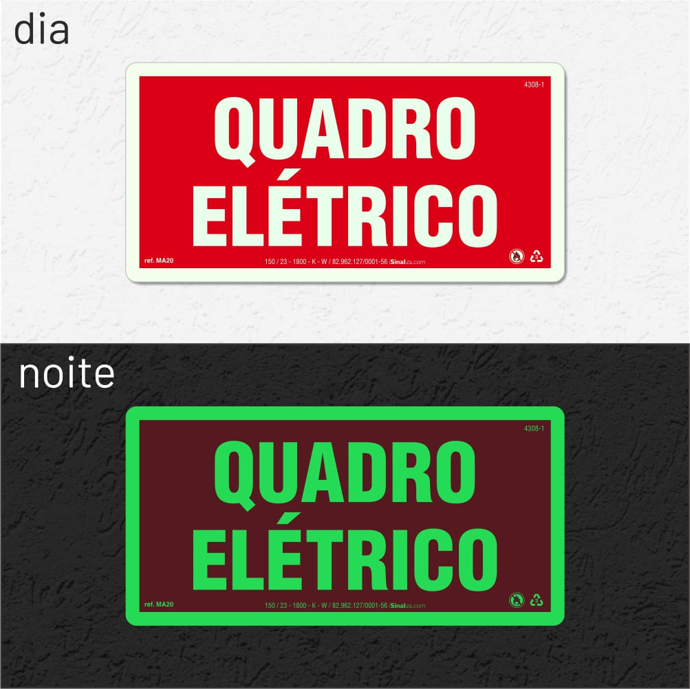 Placa de Alerta "Quadro Elétrico" MA20 com ColorAdd