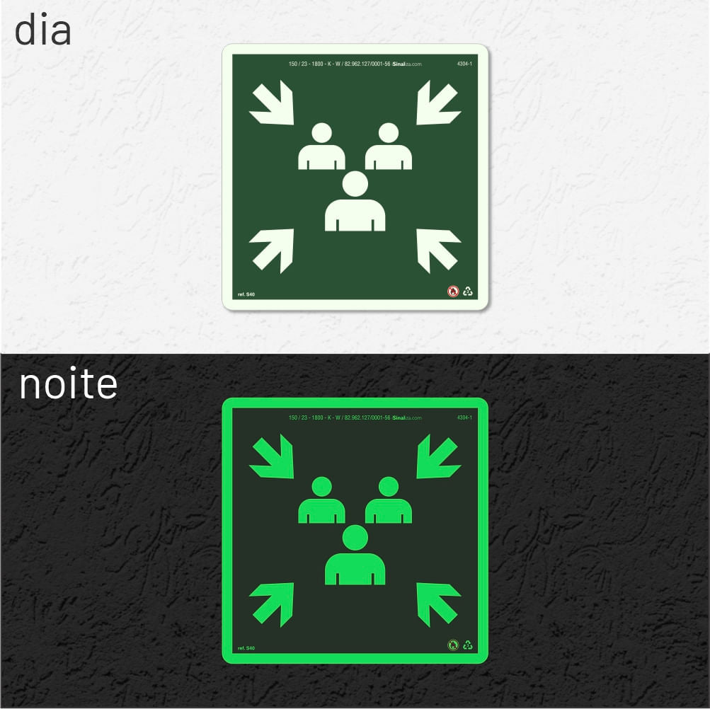 Placa "Ponto de Encontro" Fotoluminescente S40 com ColorAdd