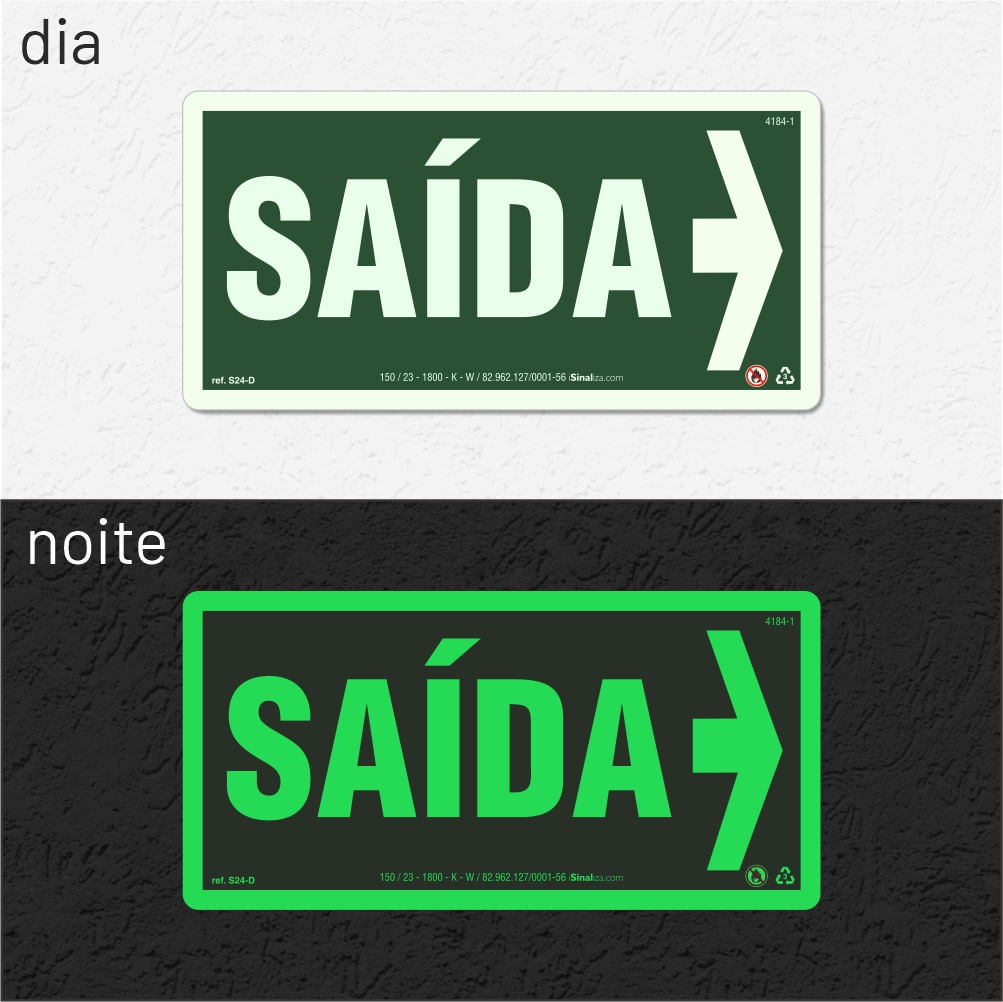 Placa "Saída de Emergência" (Seta Direita) S24-D com ColorAdd