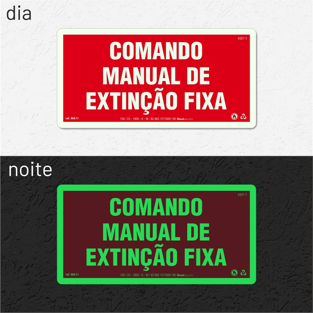 Placa "Comando Manual de Extinção Fixa" MA11 com ColorAdd