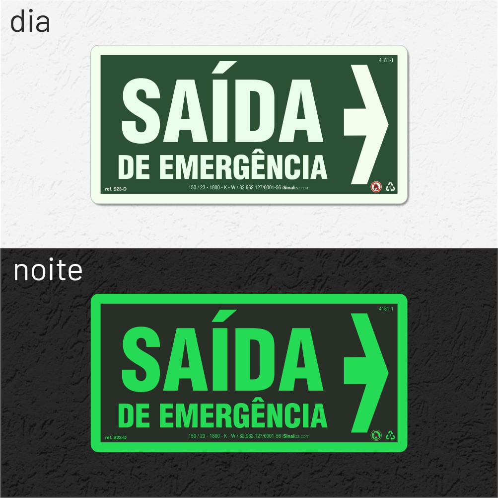 Placa "Saída de Emergência" (Seta Direita) S23-D com ColorAdd