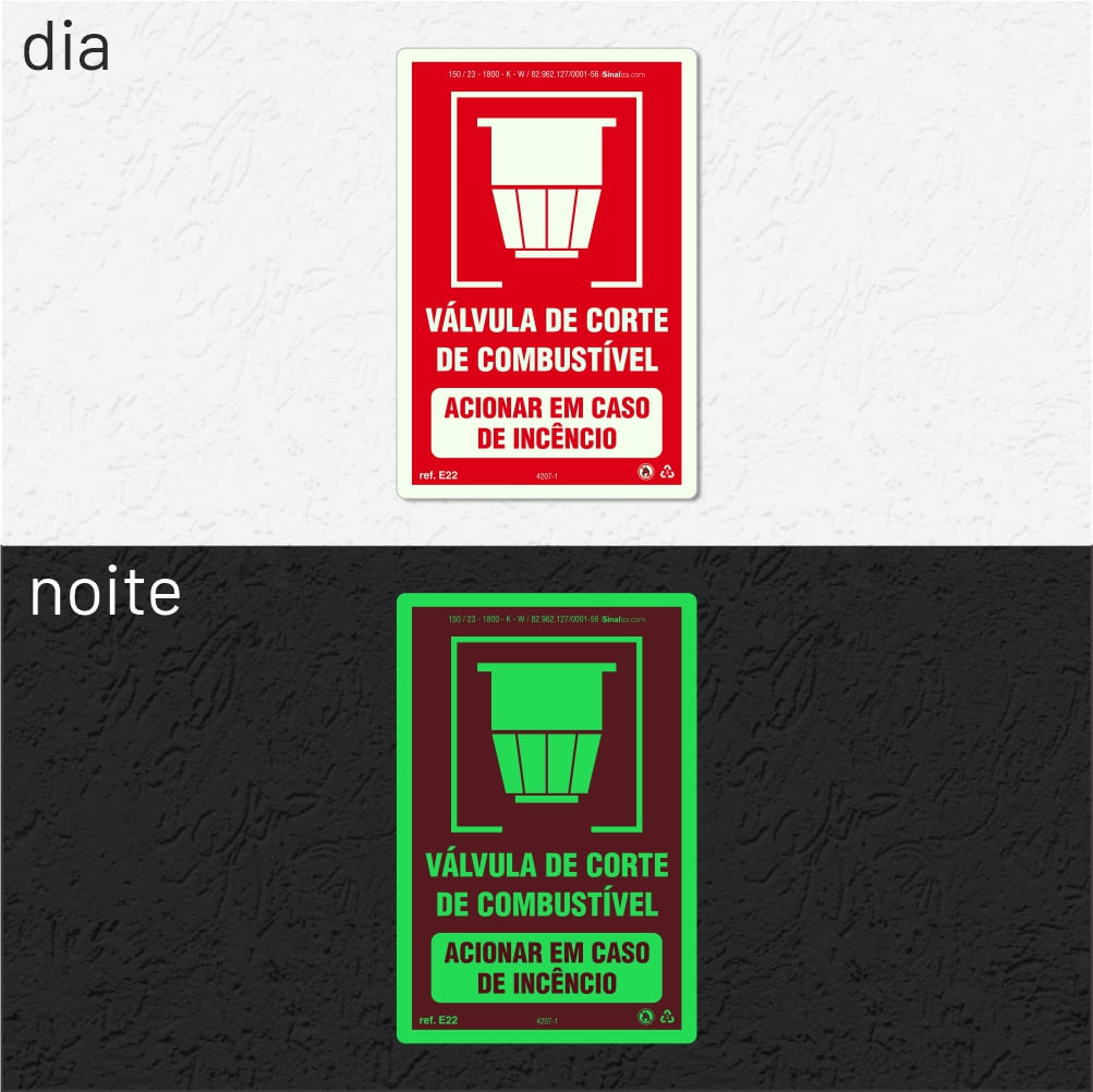 Placa "Válvula de Corte de Combustível" E22 com ColorAdd