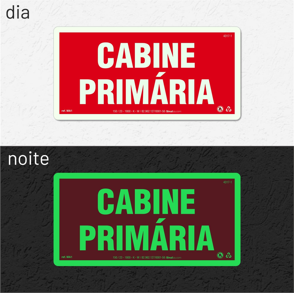 Placa de Alerta "Cabine Primária" MA1 com ColorAdd