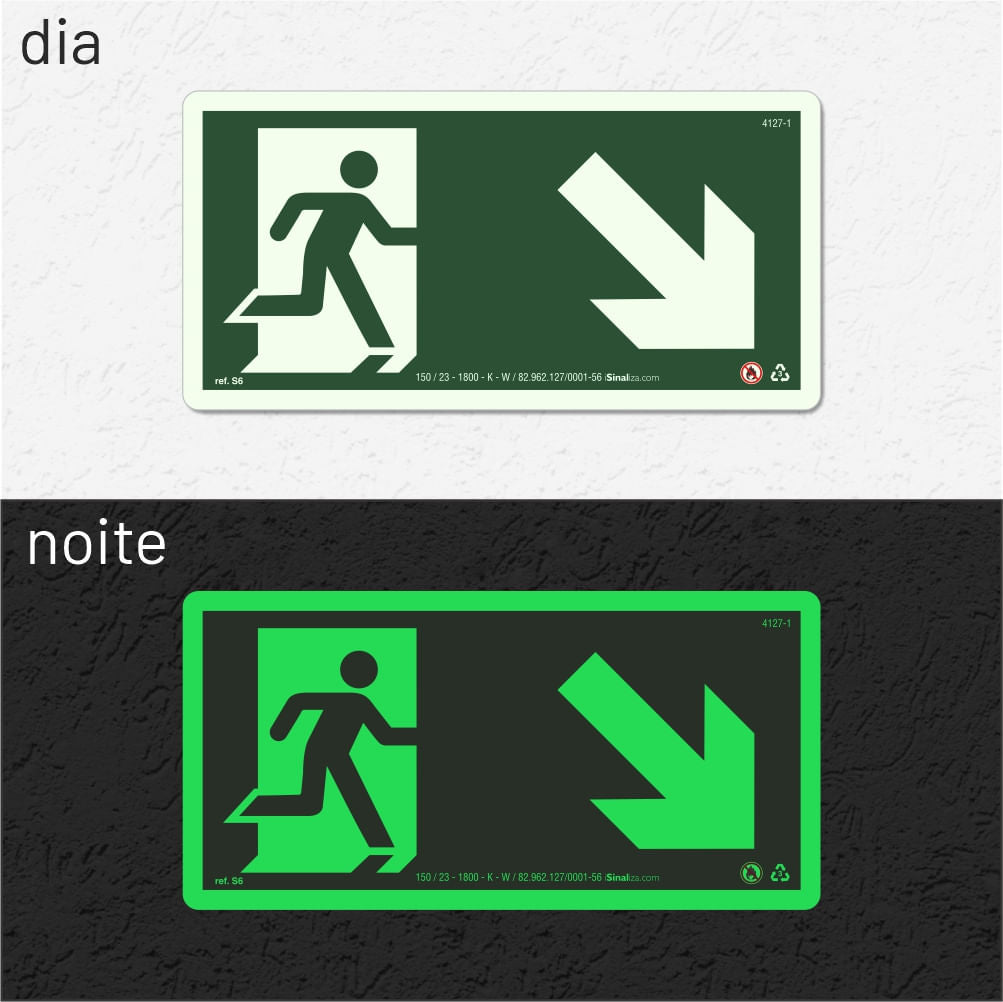 Placa Rota de Fuga "Desce à Direita" S6 com ColorAdd