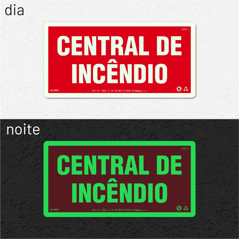 Placa de Alerta "Central de Incêndio" MA7 com ColorAdd
