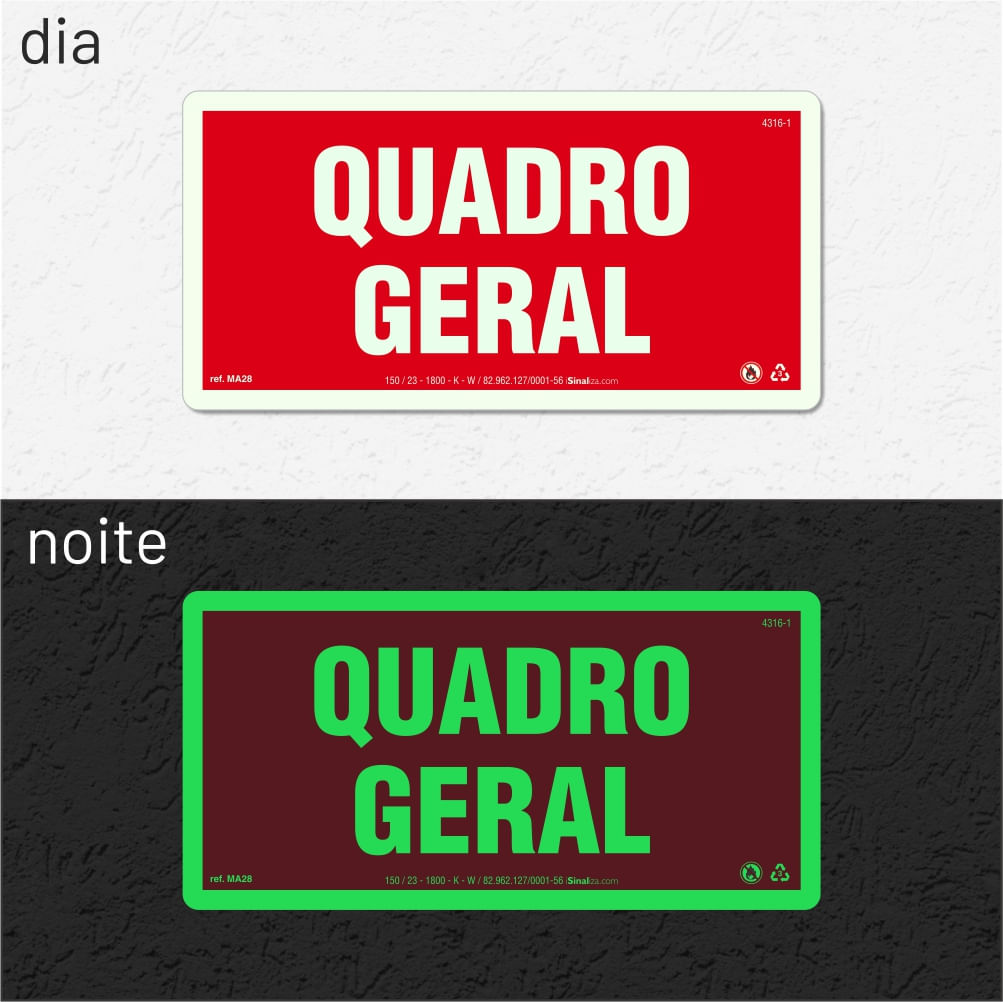 Placa de Alerta "Quadro Geral" MA28 com ColorAdd