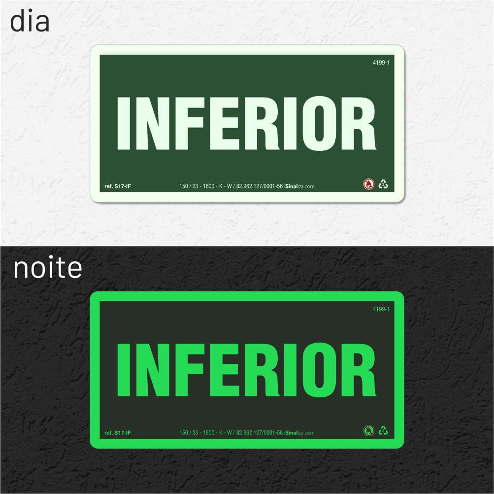 Placa de Andar "Inferior" Fotoluminescente S17-IF com ColorAdd