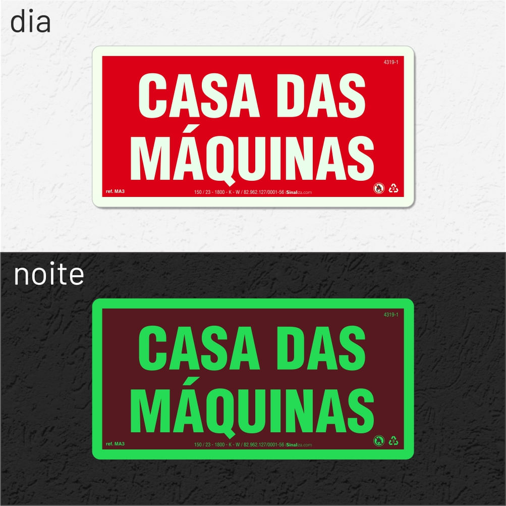 Placa de Alerta "Casa das Máquinas" MA3 com ColorAdd