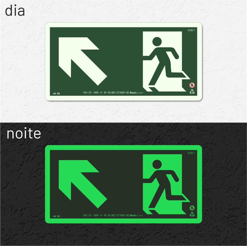 Placa Rota de Fuga "Sobe à Esquerda" S5 com ColorAdd