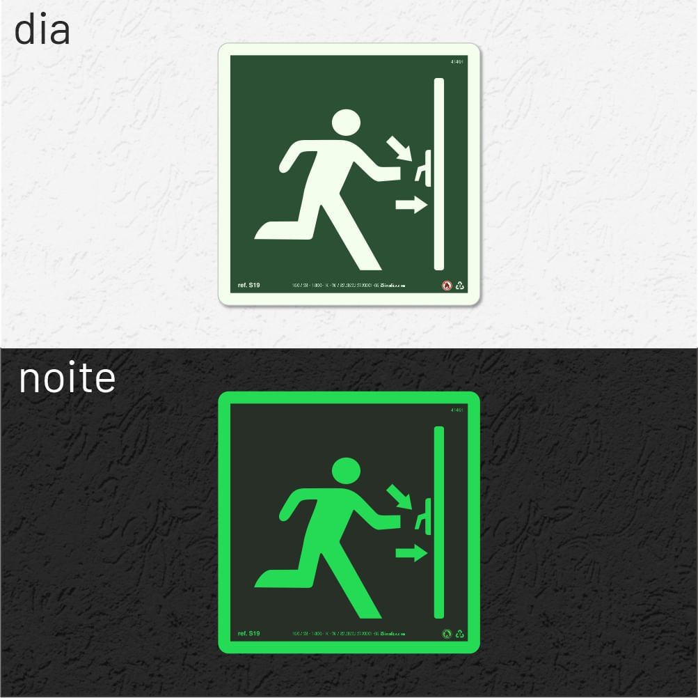 Placa "Porta Corta-Fogo Empurre" S19 com ColorAdd