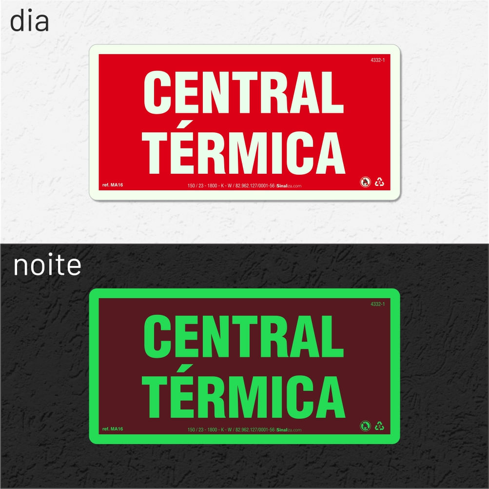 Placa de Alerta "Central Térmica" MA16 com ColorAdd