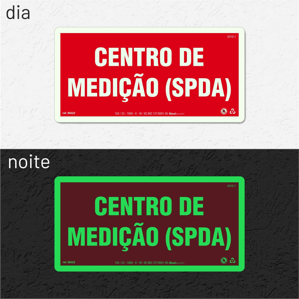 Placa de Alerta "Centro de Medição - SPDA" MA22 com ColorAdd