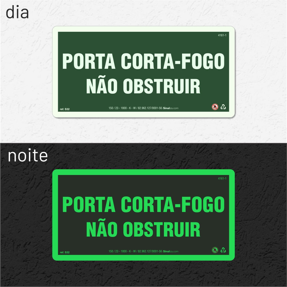Placa Rota de Fuga "Porta Corta-Fogo" S32 com ColorAdd
