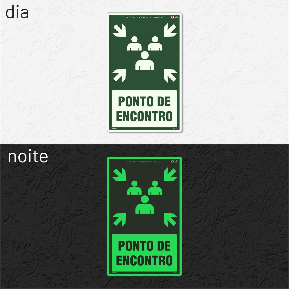 Placa "Ponto de Encontro" Fotoluminescente S45 com ColorAdd