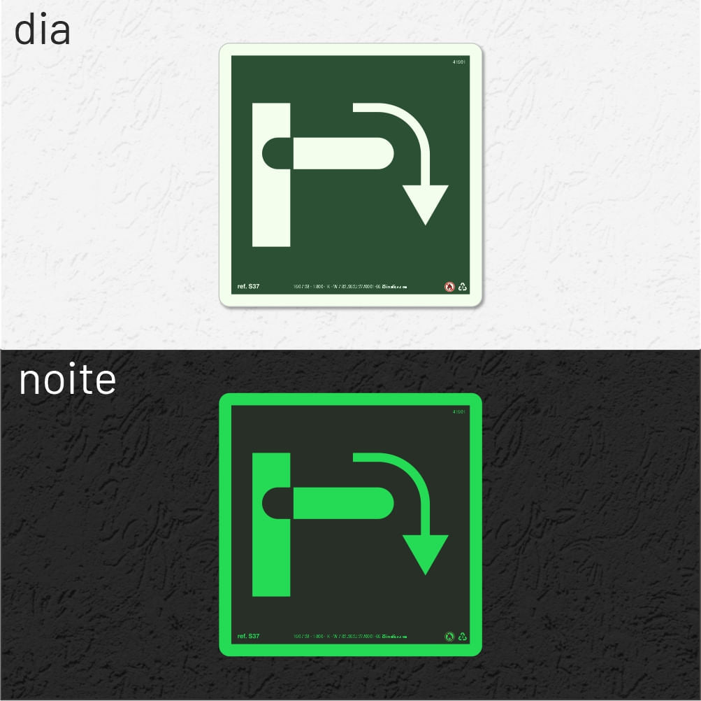 Placa "Gire a Maçaneta" Fotoluminescente S37 com ColorAdd