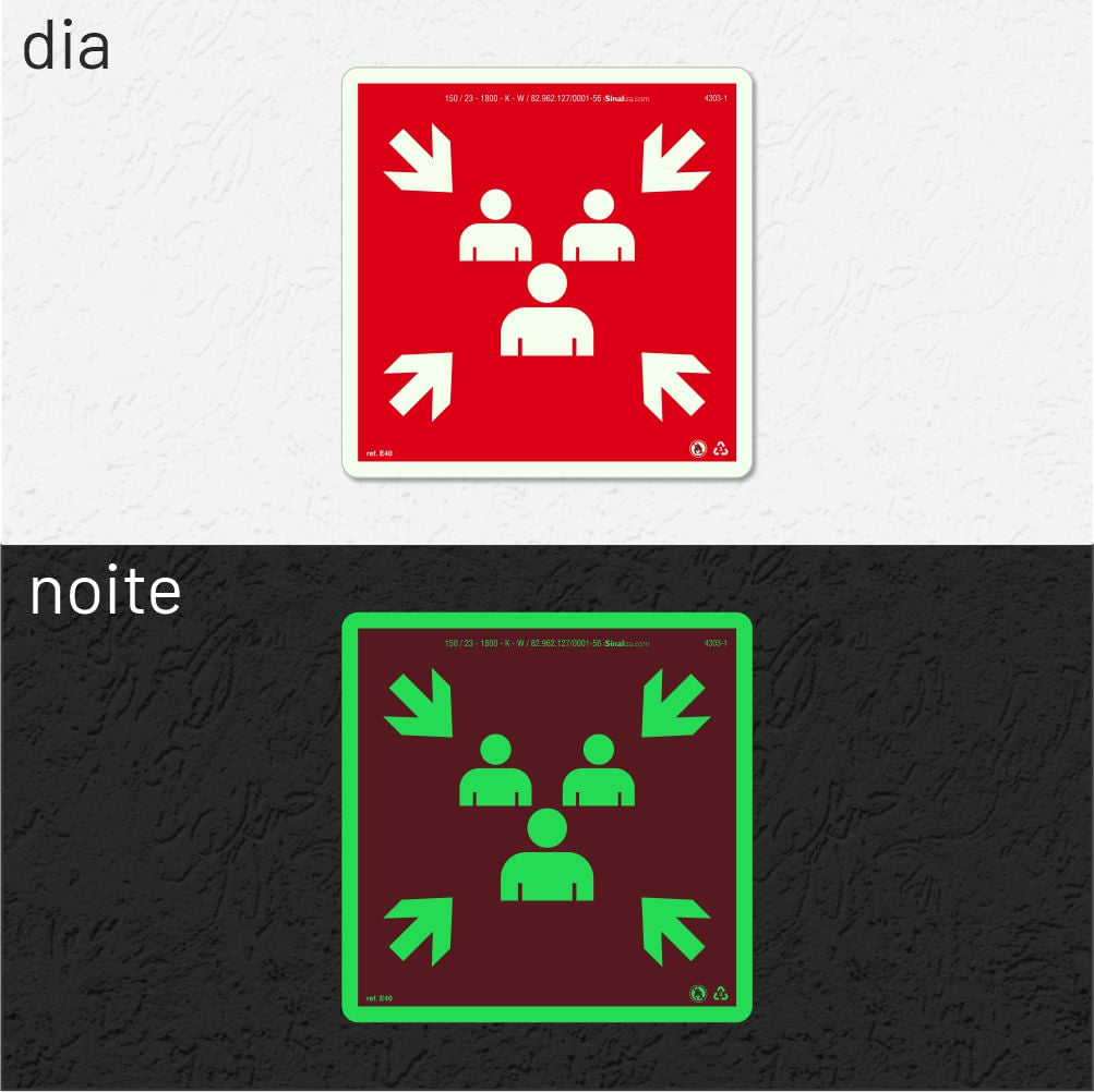 Placa "Ponto de Encontro" Fotoluminescente E40 com ColorAdd