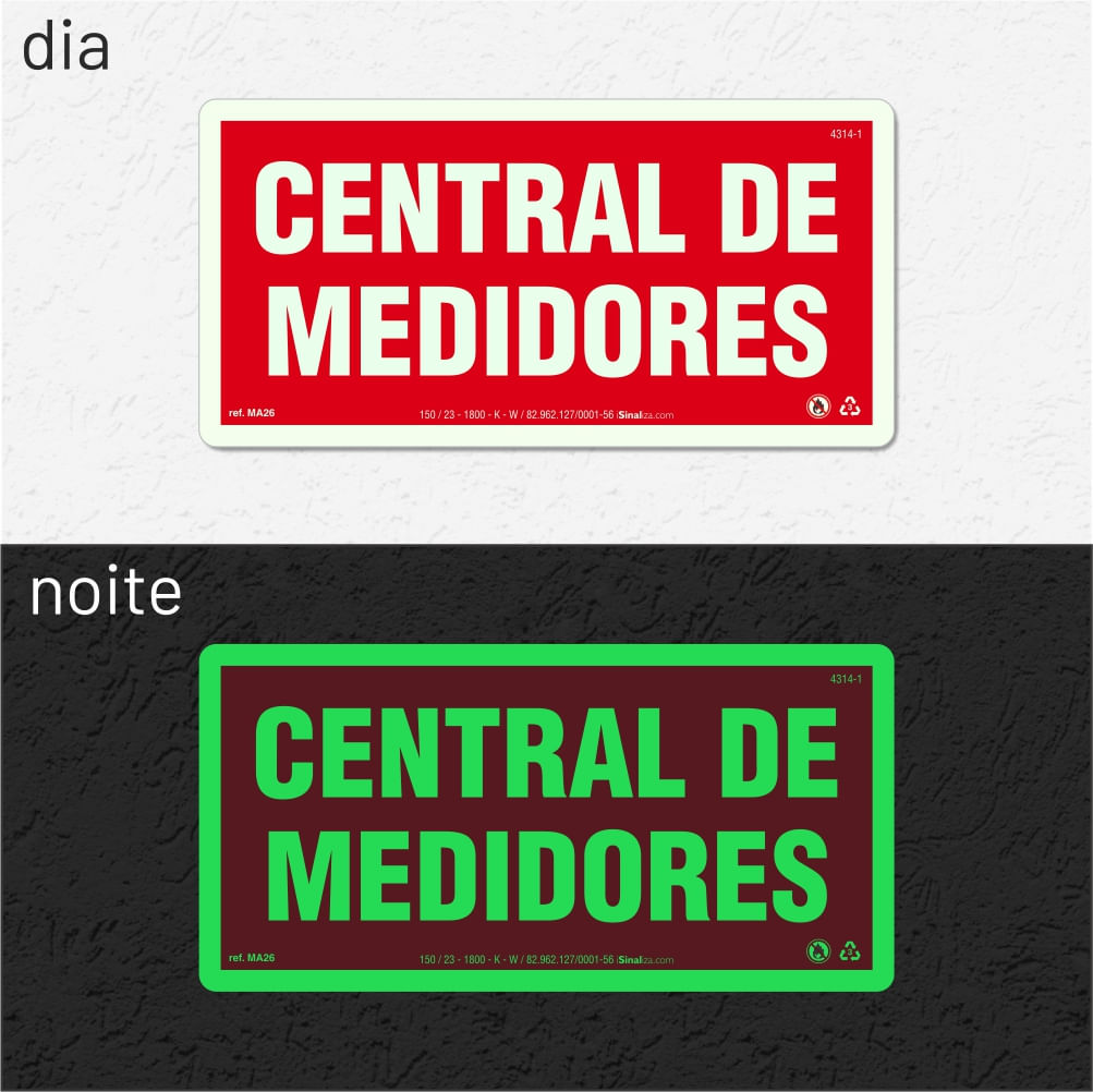 Placa de Alerta "Central de Medidores" MA26 com ColorAdd