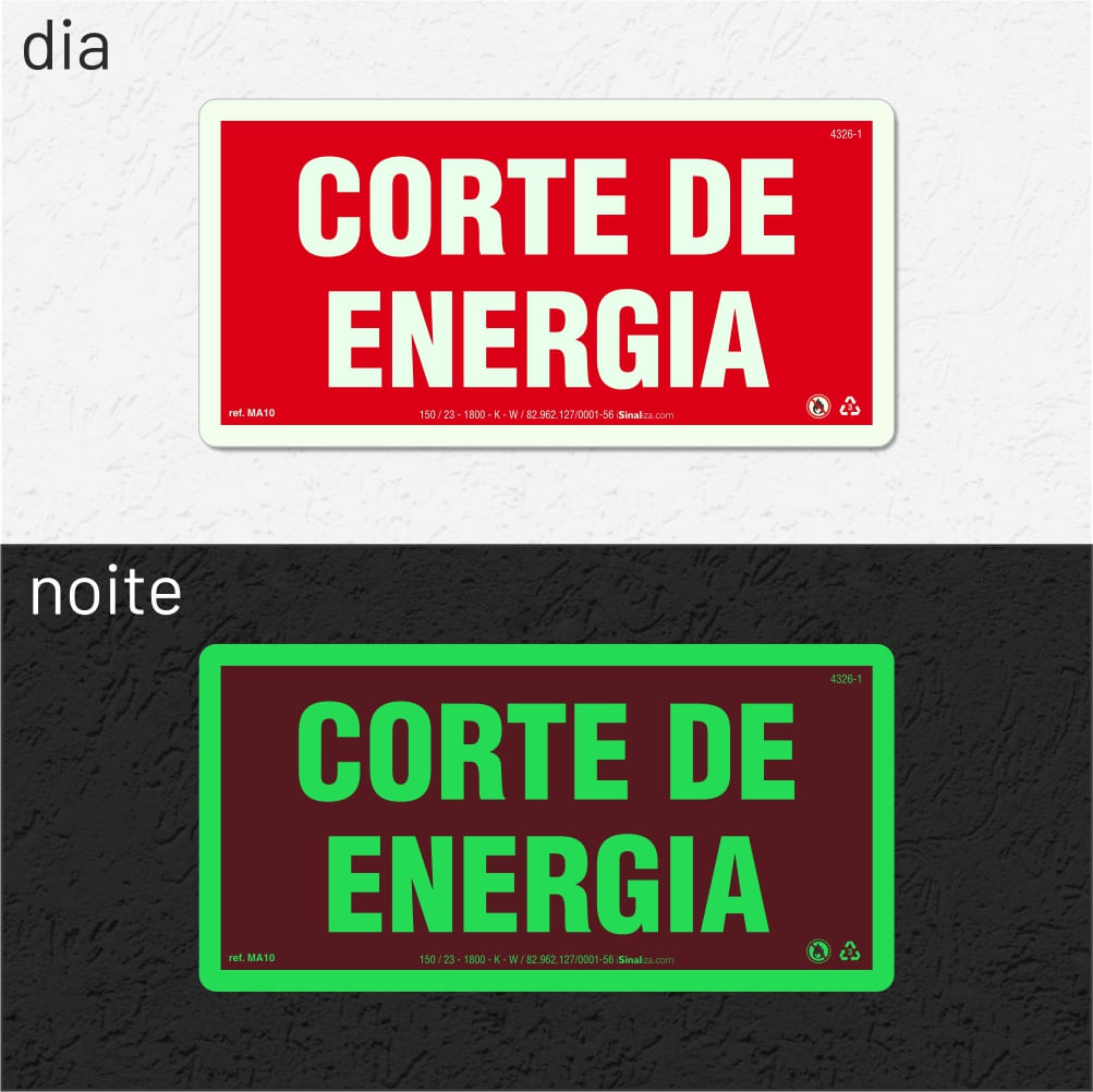 Placa de Alerta "Corte de Energia" MA10 com ColorAdd