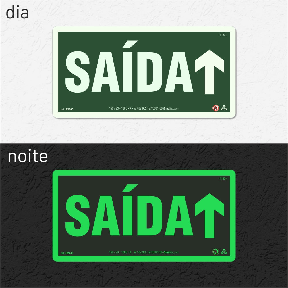 Placa "Saída" (Seta Cima) S24-C com ColorAdd