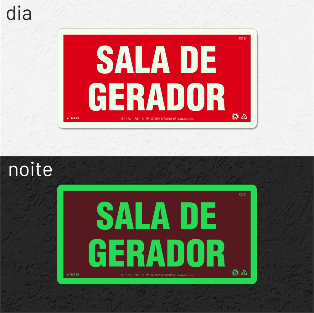 Placa de Alerta "Sala de Gerador" MA25 com ColorAdd