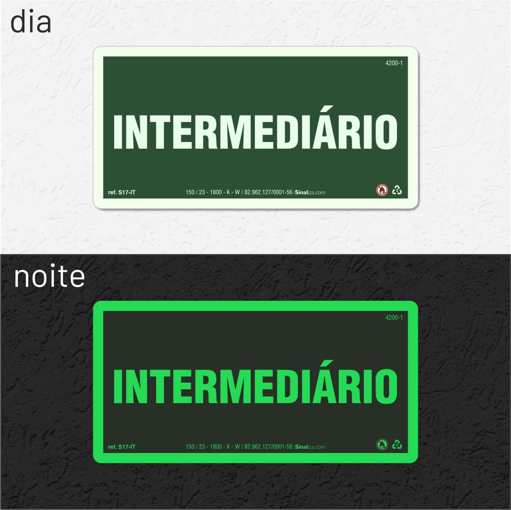 Placa "Intermediário" Fotoluminescente S17-IT com ColorAdd