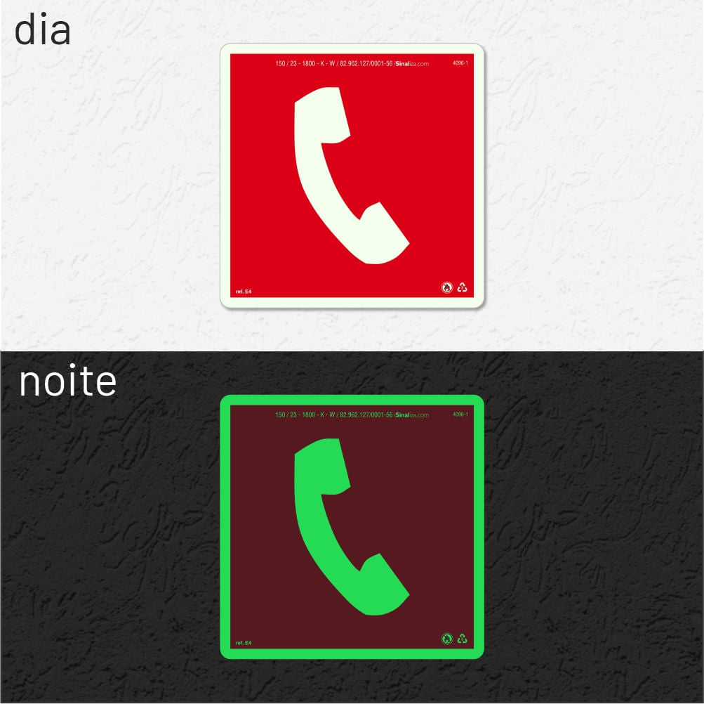 Placa "Telefone de Emergência" Fotoluminescente E4 com ColorAdd