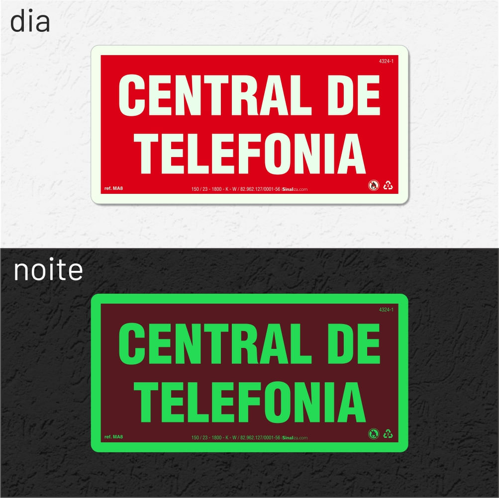 Placa de Alerta "Central de Telefonia" MA8 com ColorAdd