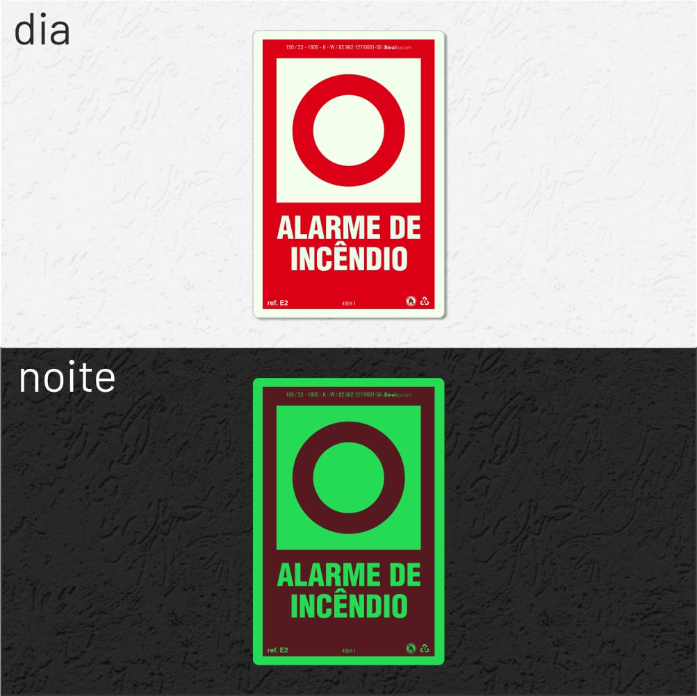 Placa "Alarme de Incêndio" E2 com ColorAdd