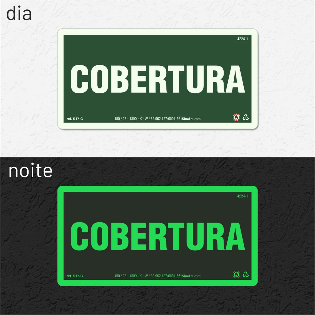 Placa "Cobertura" Fotoluminescente S17-C com ColorAdd