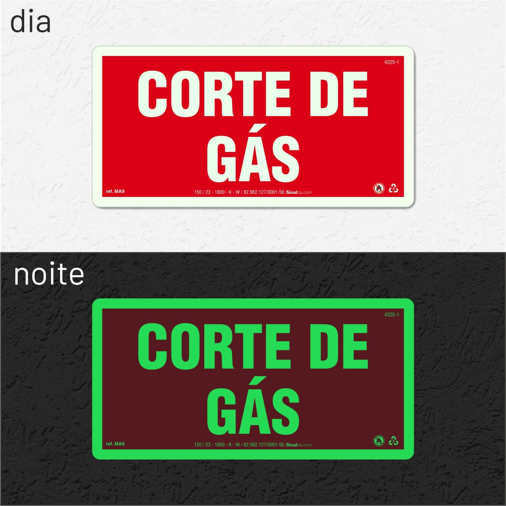 Placa de Alerta "Corte de Gás" MA9 com ColorAdd