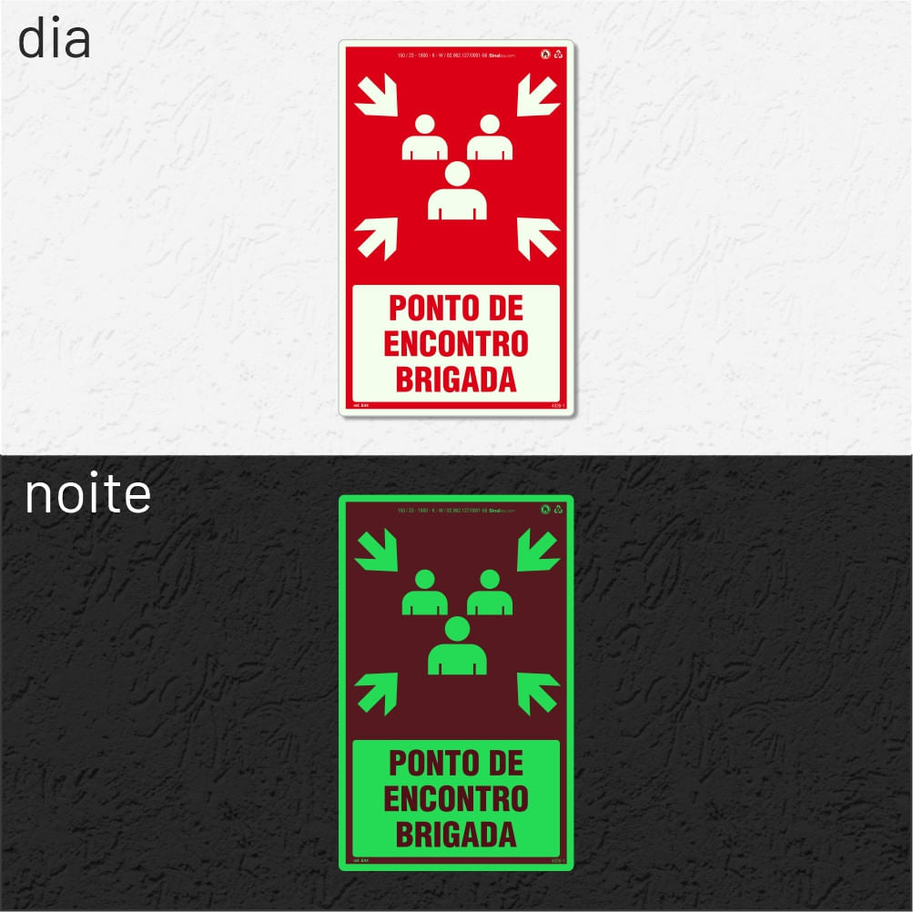 Placa "Ponto de Encontro da Brigada" E44 com ColorAdd