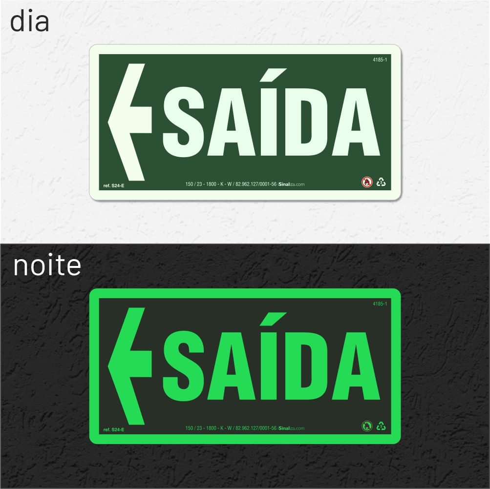 Placa "Saída" (Seta Esquerda) S24-E com ColorAdd