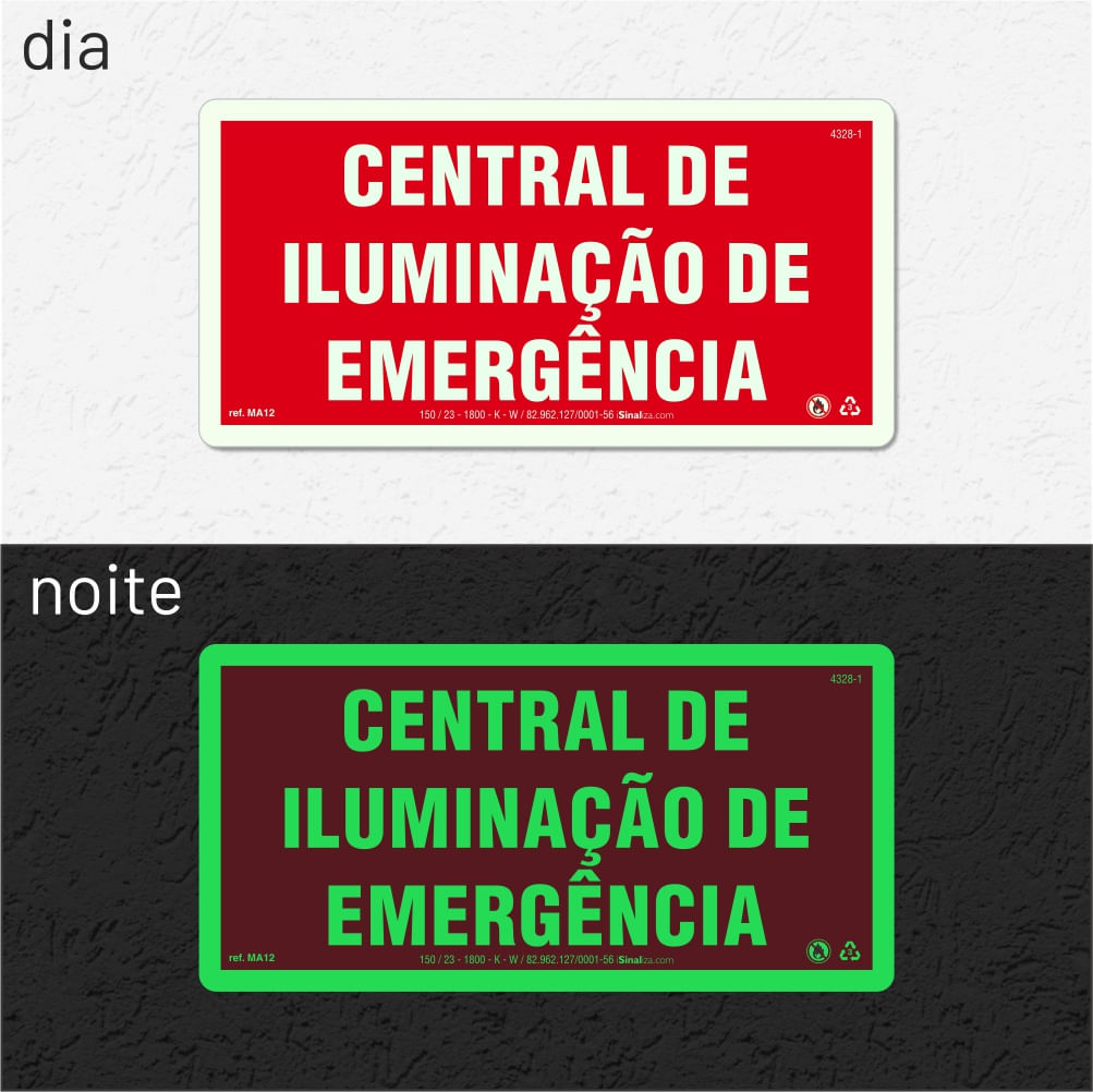 Placa "Central de Iluminação de Emergência" MA12 com ColorAdd