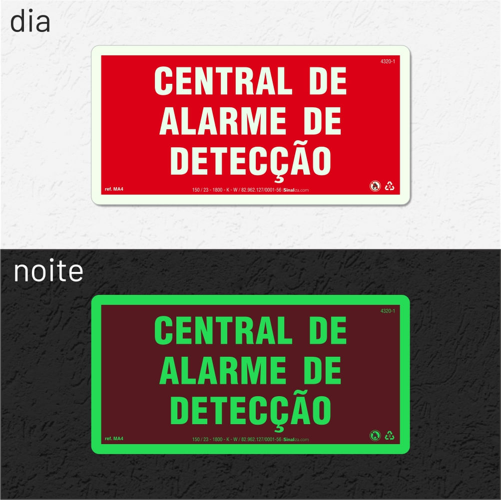 Placa de Alerta "Central de Alarme e Detecção" MA4 com ColorAdd
