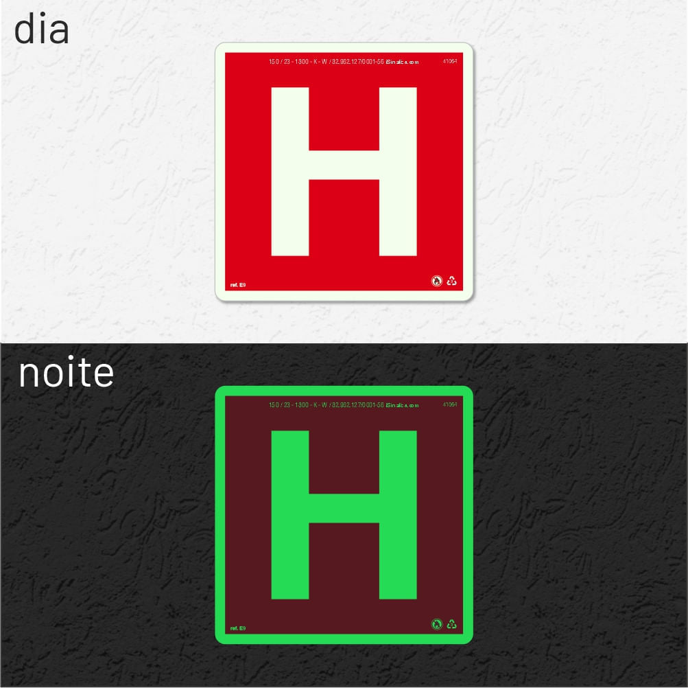 Placa "Hidrante" Fotoluminescente E9 com ColorAdd