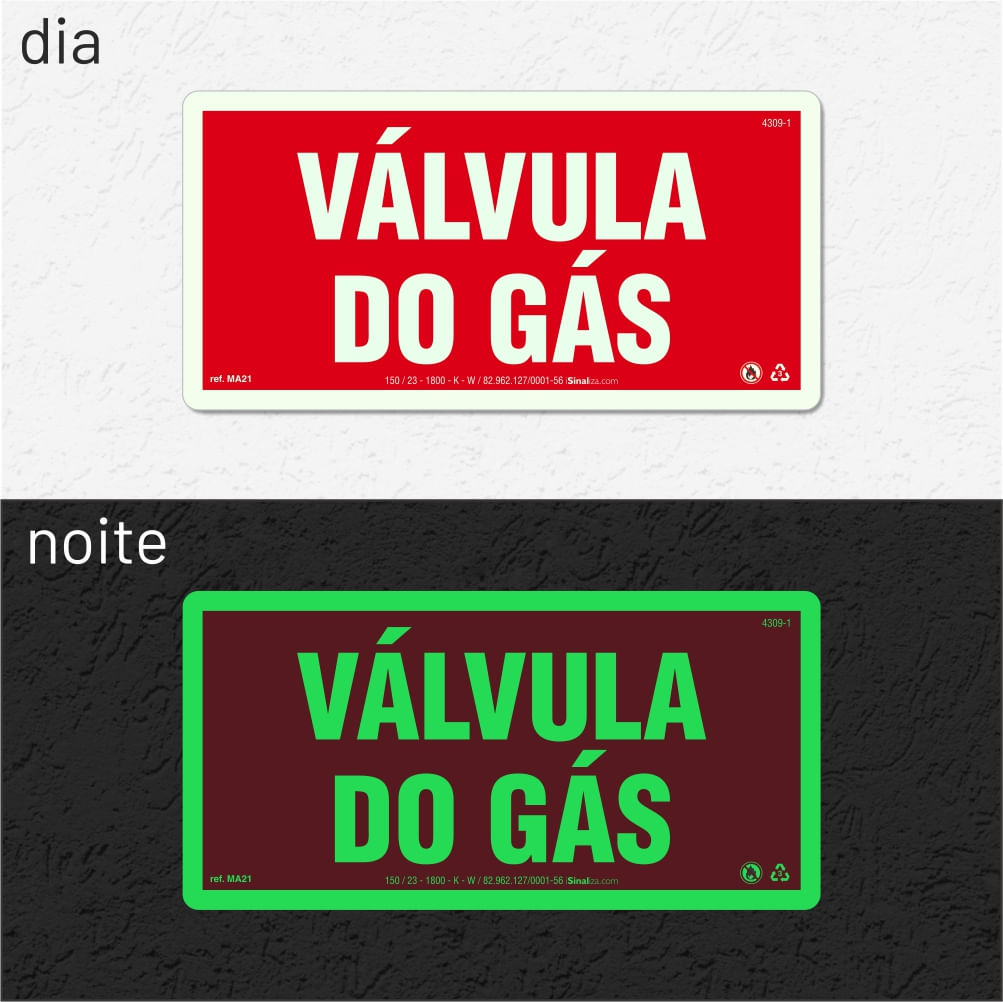 Placa de Alerta "Válvula do Gás" MA21 com ColorAdd