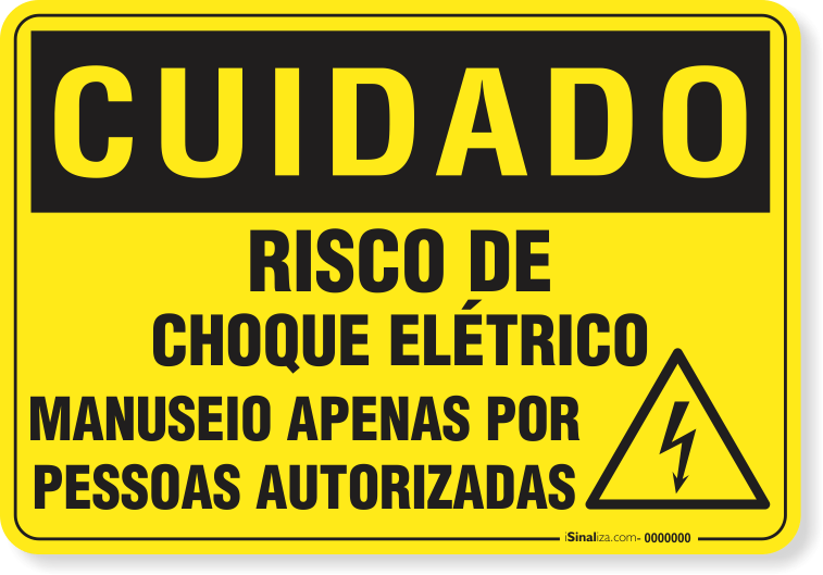 Placa Cuidado  Risco De Choque Elétrico Manuseio Apenas Por Pessoas Autorizadas