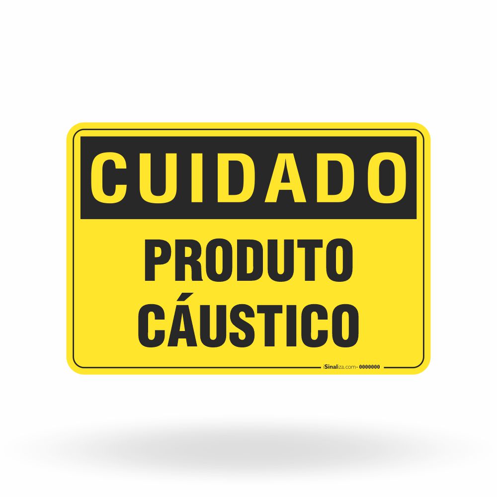 Placa Cuidado - Produto Cáustico