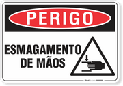 Placa Perigo Esmagamento De Mãos