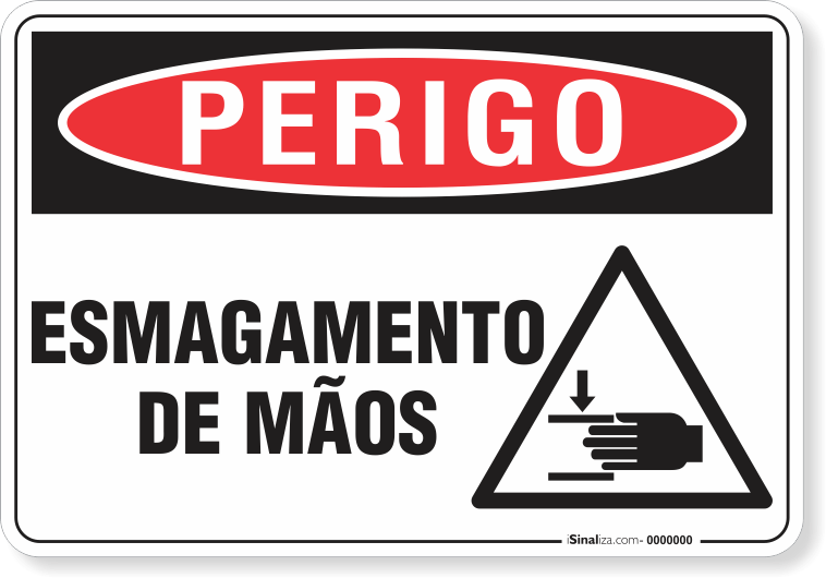Placa Perigo Esmagamento De Mãos