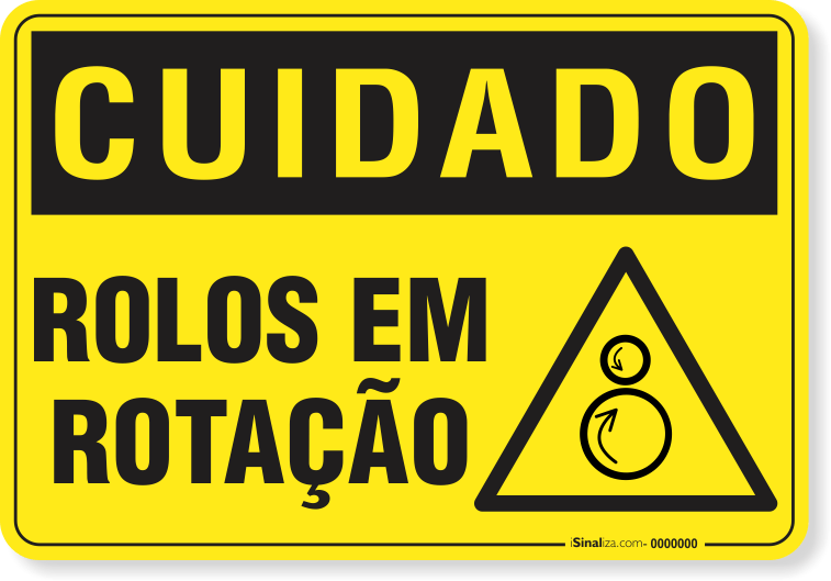 Placa Cuidado  Rolos Em Rotação