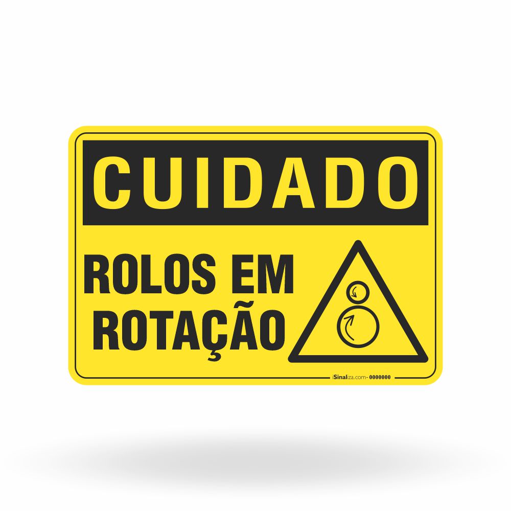 Placa Cuidado - Rolos em Rotação