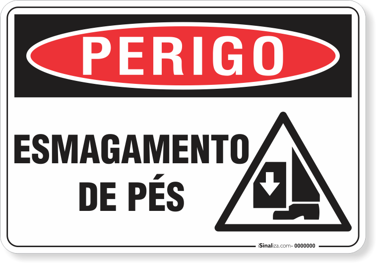 Placa Perigo Esmagamento De Pés
