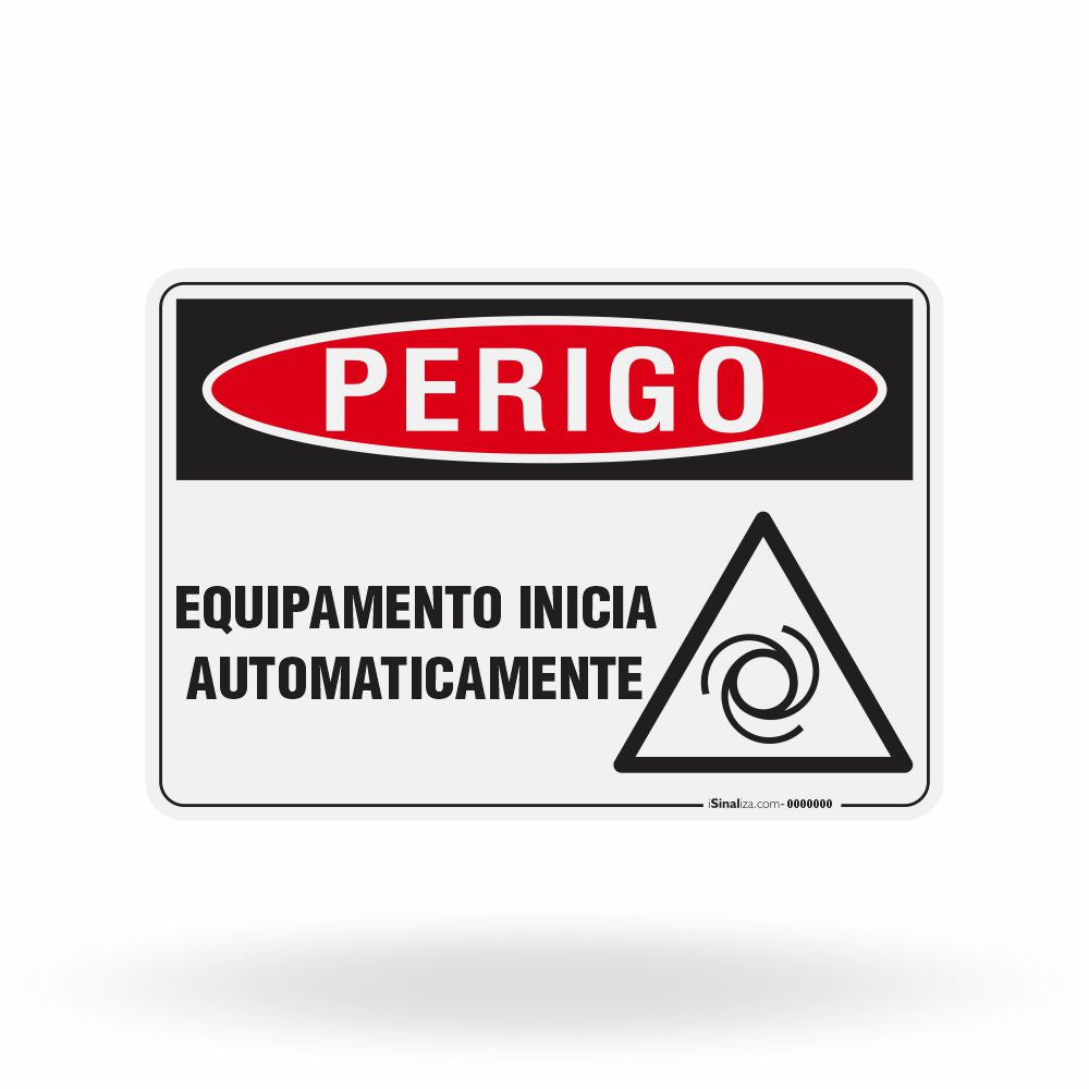 Placa Perigo - Equipamento Inicia Automaticamente