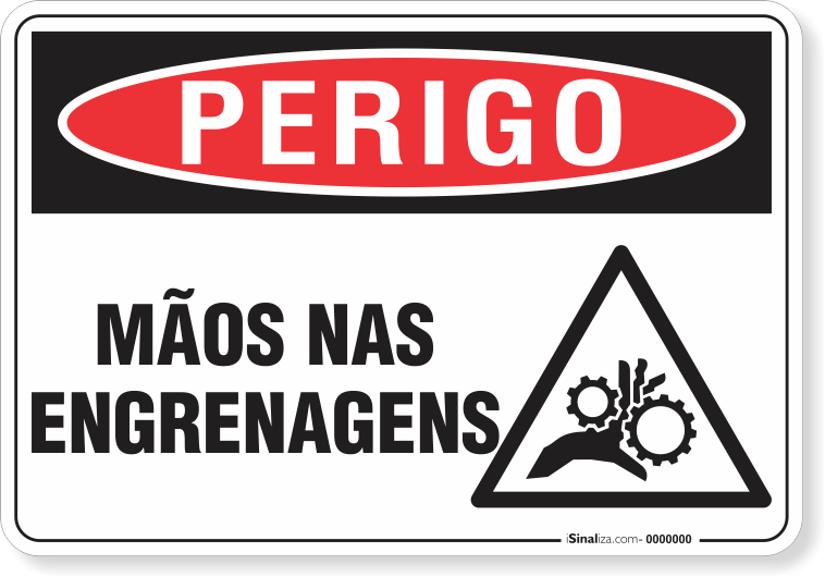 Placa Perigo Mãos Nas Engrenagens