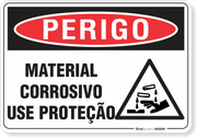 Placa Perigo Material Corrosivo Use Proteção