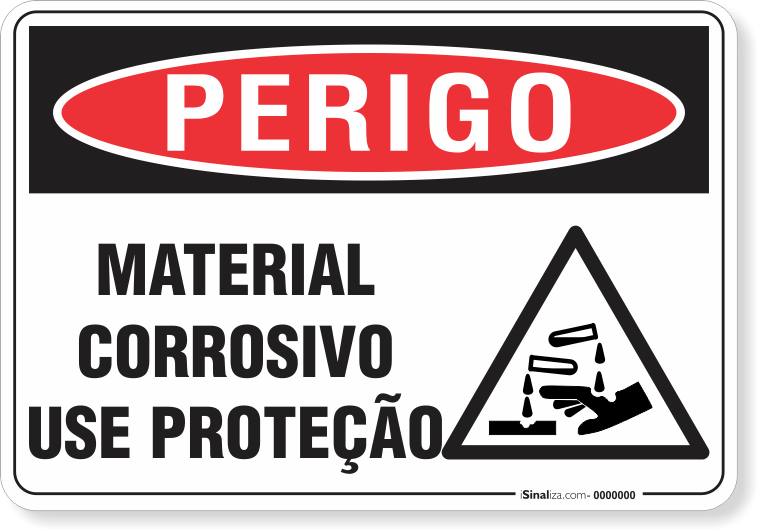 Placa Perigo Material Corrosivo Use Proteção
