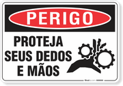 Placa Perigo Proteja Seus Dedos E Mãos